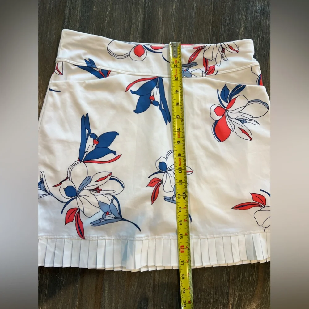 CALLAWAY 18” art nouveau floral printed skirt with micro pleat hem sz S